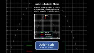 Description of projectile motion with animation of vectors in projectile motion [upl. by Augie]