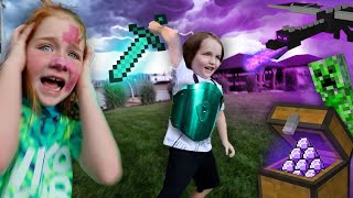 ADLEY amp NiKO play MiNECRAFT in Real Life Saving Nikos 5th Birthday Party from an Ender Dragon irl [upl. by Eniahs]