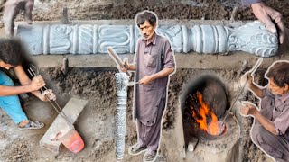 Crafting an Aluminum Newel Post  Sand Casting Process by a Skilled 60YearOld Artisan [upl. by Aras373]