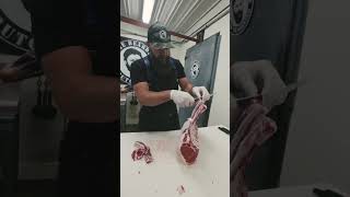 Cleaning the meat between Tomahawk Steaks 🔪 shorts [upl. by Baptlsta]