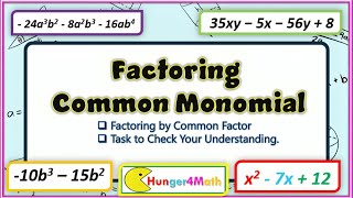 Factoring Common Monomial Factor the Expressions by Common Monomials with CYU [upl. by Kcirtap]