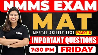 NMMS MAT Exam  Mental Ability Test Part 3  Important Questions  Exam Winner [upl. by Darrelle]