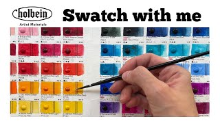 Swatch with me 108 Holbein HWC Watercolors [upl. by Lachus]