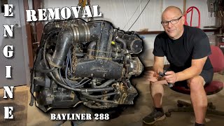 Saving the Bayliner 288 Boat  Engine Removal  Episode 5 [upl. by Sac]