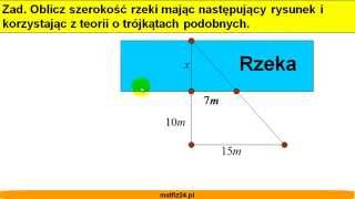 Oblicz szerokość rzeki  Podobieństwo trójkątów  Matfiz24pl [upl. by Esinaej68]