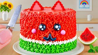 Mini Chocolate Cake with Watermelon Buttercream 🍉 Easy Cake Decorating Hacks [upl. by Lehcir]