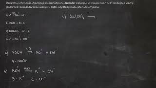 Uzupełnij równania dysocjacji elektrolitycznej wpisując w miejsce liter AF brakujące wzory jonów [upl. by Anhej]