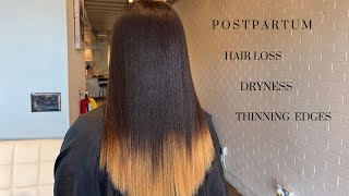 Hair loss after pregnancy  Straightening my hair postpartumupdate postpartumhairloss salonvlog [upl. by Madalena]