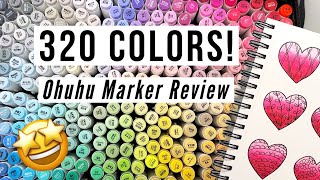 Unboxing the 320 Color Marker Set from Ohuhu Swatching amp Creating Valentine Hearts  Blending Test [upl. by Fink594]