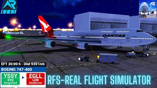 RFS–Real Flight Simulator–Sydney–To–Heathrow–Full Flight–B747400–Qantas Airways–Full HD–Real Route [upl. by Intisar]