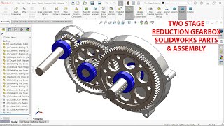 Two Stage Reducer Gearbox Parts and Assembly in SolidWorks [upl. by Murton965]