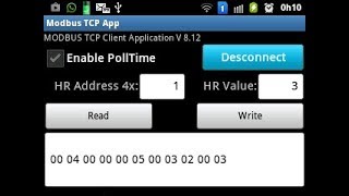 PIC32 PLC Modbus TCP Server  Android App Modbus TCP Client [upl. by Melone]