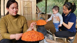 Come Down To Visit Mom amp Daughter  Processing Sticky Rice  Harvest Gac Fruit [upl. by Ongineb888]