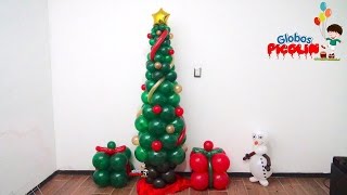 Arbol de navidad con globos con menos de 50 pesos  83 [upl. by Ydnac644]