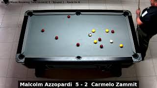 Malcolm Azzopardi vs Carmelo Zammit  World Mens Ranking Tournament 1  Round 1 [upl. by Refinneg]