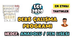 Anadolu  Fen Lisesi Nasıl Kazanılır Ders Çalışma Programı  PDF  LGS 2020 [upl. by Cockburn]