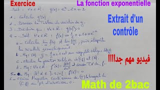 la fonction exponentiellemath de 2bacextrait dun controle [upl. by Etnovad685]