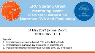 ERC Starting Grant Mentoring Event 2023  Narrative CVs and Evaluation [upl. by Suoicerpal]