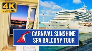 Carnival Sunshine Balcony Cabin Tour  Cloud 9 Spa  4K [upl. by Aivatahs]