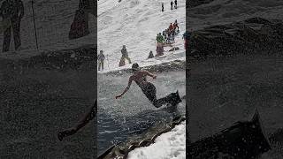 Fail Girl Pond Skims  Water Slide Challenge Grimentz 34 snowboarding switzerland suisse [upl. by Evvy852]