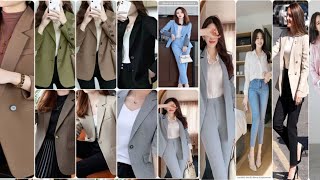 stylish pant and coat collections Amazing office outwear for business womens [upl. by Aniratac]