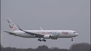 TUI Airlines Netherlands Special Livery – Boeing 767300 – Lands at AMS HBJJF [upl. by Caressa]