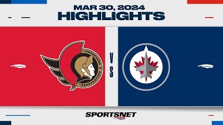 NHL Highlights  Senators vs Jets  March 30 2024 [upl. by Curtis344]