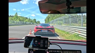 Tesla Model 3 Performance 2024 chasing McLaren 720S for full lap [upl. by Rolo]