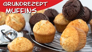 Muffins Grundrezept  fluffig und so einfach Saftige Muffins backen Vanille amp Schoko [upl. by Einoj195]