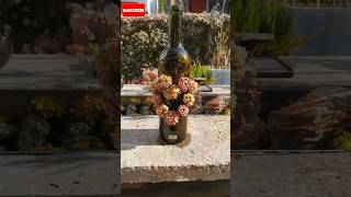 Empty Bottle into Decorated Planter planterdecor flowers garden diy [upl. by Anpas849]