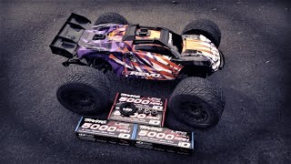 Traxxas ERevo 20 VXL Speed Test w optional gearing amp ProLine Belted Street Fighters [upl. by Tewell]