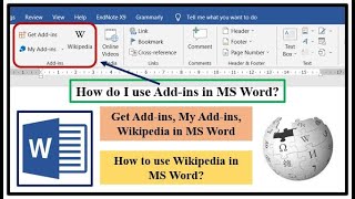 MS Word  How to use Wikipedia and Addins option in MS Word  Microsoft Word  MS Office  2019 [upl. by Aisatal]