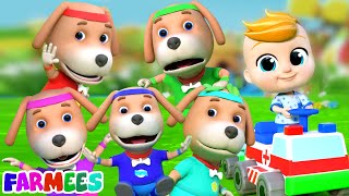 Five Little Dogs Jumping On The Bed Animals Cartoon and Nursery Rhymes for Kids [upl. by Burn]