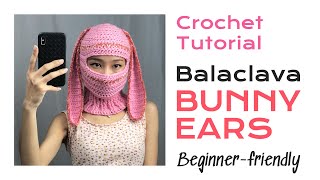 Bunny Ear Balaclava  Crochet tutorial  Fun amp Easy The Ears for my last Balaclava video [upl. by Ariana]