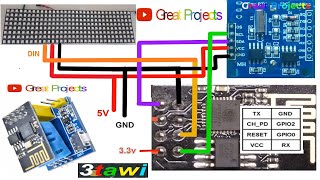 ESP 01s ESP8266 WS2812B RGB Led Matrix8x32 DHT11 RTC DS1307 [upl. by Hadleigh901]