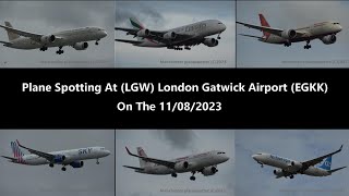 4K Plane Spotting At LGW London Gatwick Airport EGKK On The 11082023 [upl. by Zeena]