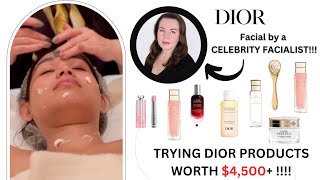 TRYING ON 4500 WORTH OF DIOR SKINCARE PRODUCTS FACIAL BY A CELEBRITY FACIALIST😱 [upl. by Jud]