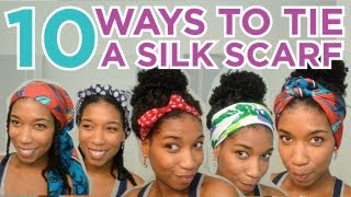 10 Ways to Tie A Silk Head Scarf [upl. by Anitneuq]