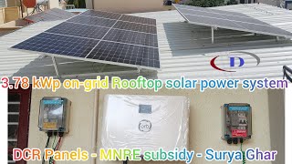 378 kWp ongrid Rooftop solar power system with DCR panels subsidy project [upl. by Nnaeel]