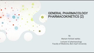 PHARMACOLOGY  LEC 2 PHARMACOKINETICS  METABOLISM  EXCRETION [upl. by Rolf]