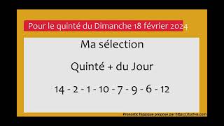 pronostic quinte du jour turfoo PRONOSTIC PMU QUINTÉ  DU JOUR DIMANCHE 18 FEVRIER 2024 [upl. by Gnel62]