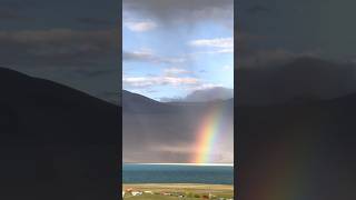 Rainbow magic over Tso Moriri Lake 🌈 ladakh tsomoriri rainbow [upl. by Gunn]