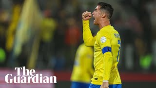 Cristiano Ronaldo makes obscene gesture towards crowd after Messi taunts [upl. by Anilah]