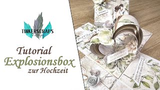 Tutorial  Anleitung  Explosionsbox zur Hochzeit  Mitte mit Dreifachherz  Geschenkidee [upl. by Yarvis]