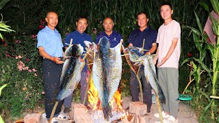 HUGE Grass Carp Grilled Straight on Fire The Real Wild and Rustic BBQ  Uncle Rural Gourmet [upl. by Aneles]