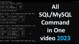 Complete SQL Query in One Video  SQL Tutorial for Beginners Complete MYSQL Query in One Video 2023 [upl. by Rosalind]