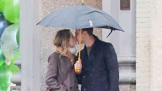 White Lotus Stars Meghann Fahy and Leo Woodall Seal OffScreen Relationship with a Kiss in NYC [upl. by Dowell]