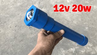 How to Make a Super Bright 12v Flashlight from PVC Pipe and Laptop Battery [upl. by Sualohcin549]