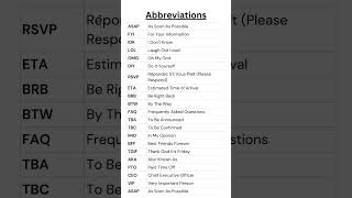 Abbreviations List and Their Meanings  Essential English Abbreviations Explained learnenglish [upl. by Thorrlow]