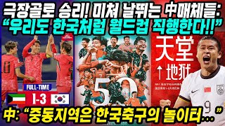 월드컵예선 중국반응│극장골로 승리 미쳐 날뛰는 中매체들│역시 한국 본선진출 확정할 듯 “우리도 한국처럼 월드컵 직행한다”│중동지역은 한국축구의 놀이터│중국어로路 [upl. by Stella]